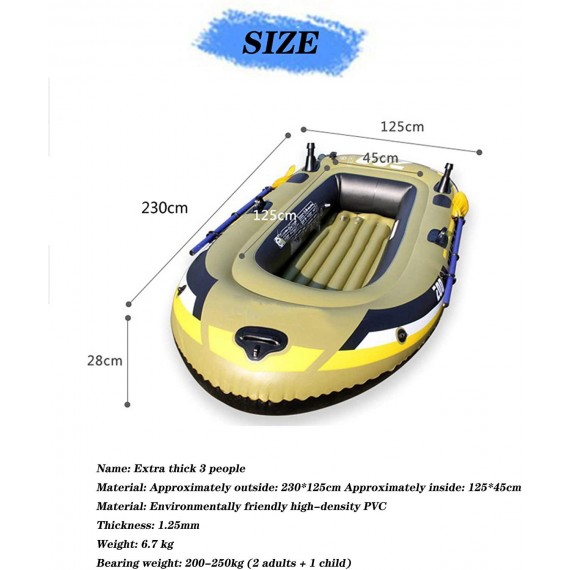 MOORRLII Inflatable Kayak,Inflatable Boat with Oars, PVC Heavy Duty 3 Person Inflatable Raft Dinghy Fishing Boat, Support Up to 250 KG