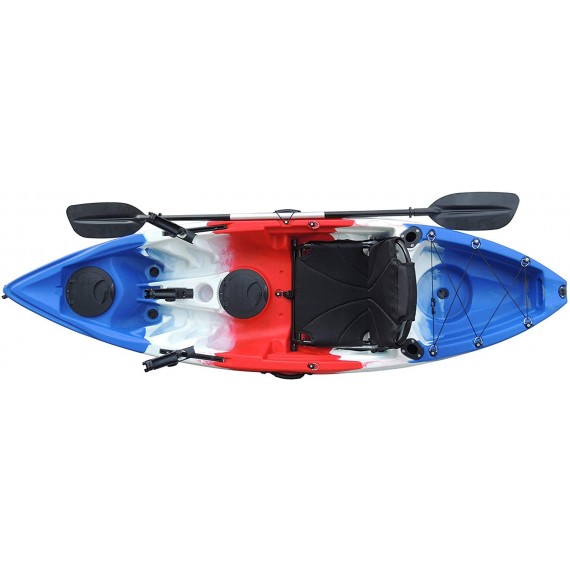 OC Paddle Fishing Kayak with max Comfort, Storage and Paddles Included in Red, White and Blue