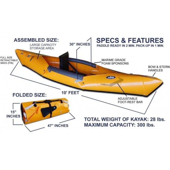 Tucktec Advanced 10 Foot Foldable Kayak Folding Canoe, Portable Lightweight, Boat Fits in Your Car No Roof Rack Needed, Stronger Than Inflatable, for Kids or Adult (Red)