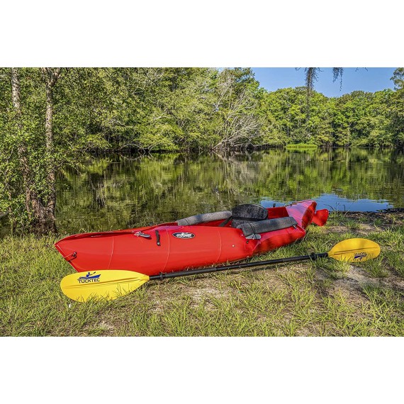 Tucktec Advanced 10 Foot Foldable Kayak Folding Canoe, Portable Lightweight, Boat Fits in Your Car No Roof Rack Needed, Stronger Than Inflatable, for Kids or Adult (Red)