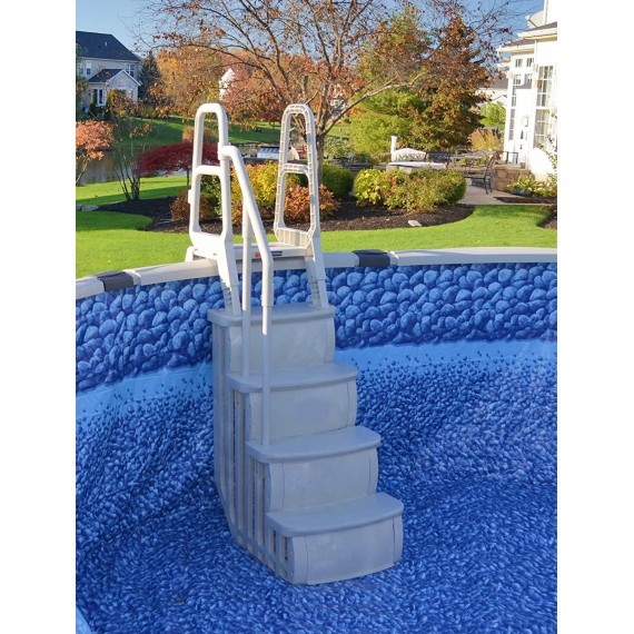 Main Access Smart Step and Ladder Entry System for 48 to 54 Inch Above Ground Pools; Taupe