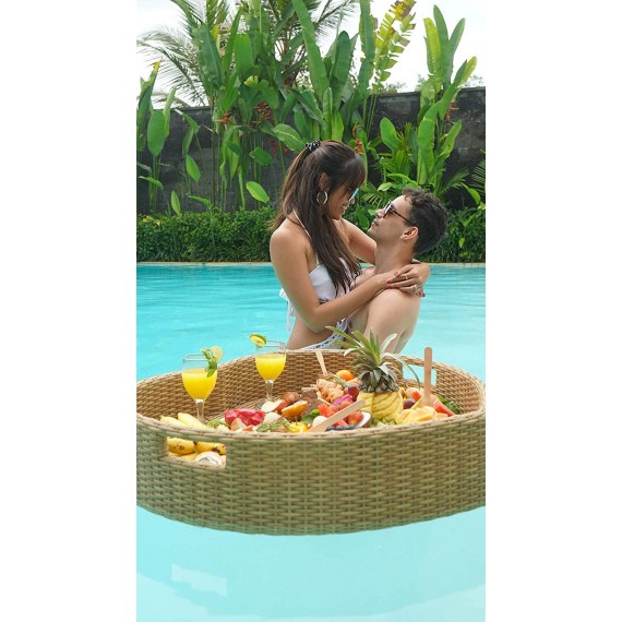 Floating Serving Trays Table Bar XLGE Heart - Swimming Pool Floats for s for Sandbars, Spas, Bath, and Pool Parties | Floating Tray for Pools Serving Dris, Brunch, Food on The Water.